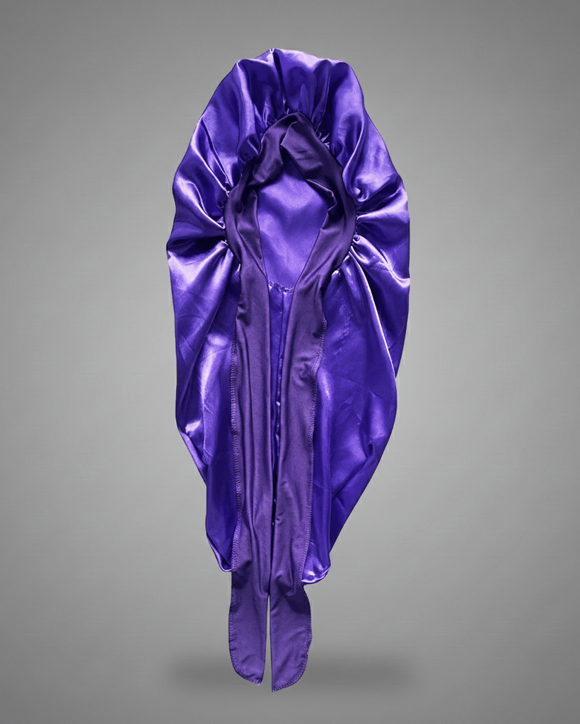 ElegantVase Violet Bonnet en satin long avec nœud – Bonnet de nuit cheveux longs bonnet satin cheveux boucles afro