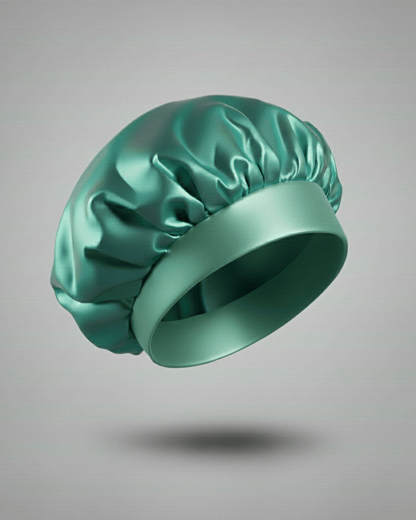 ElegantVase Vert Bonnet en satin large bande – Bonnet de nuit en satin bonnet satin cheveux boucles afro