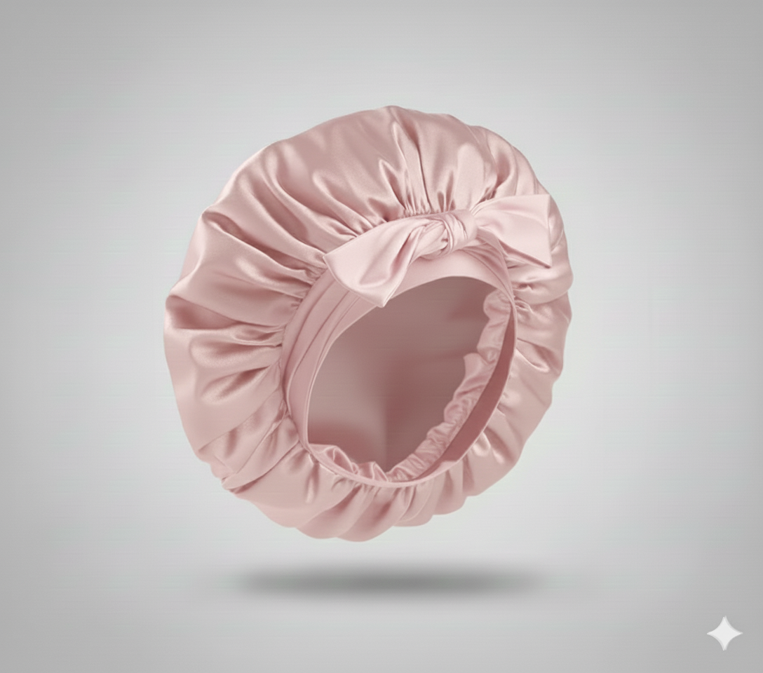 Bonnet en satin avec nœud – Bonnet de nuit en satin pour cheveux bouclés, frisés, crépus et lisses