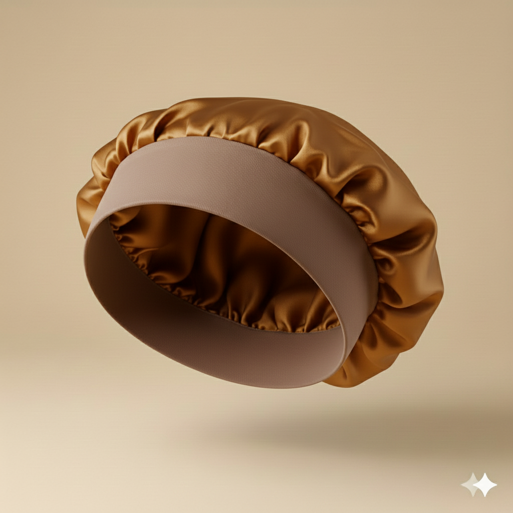 Bonnet en satin double couche – Bonnet de nuit en satin réversible multicolore pour cheveux bouclés, frisés, crépus et lisses