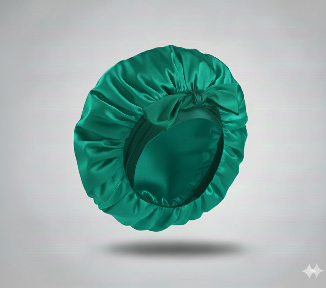 Bonnet en satin avec nœud – Bonnet de nuit en satin pour cheveux bouclés, frisés, crépus et lisses