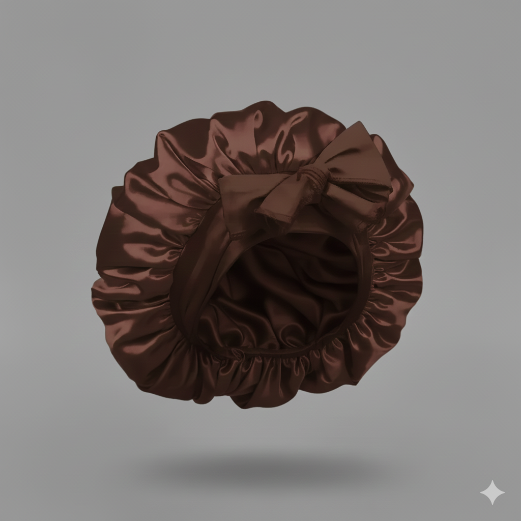 Bonnet en satin avec nœud – Bonnet de nuit en satin pour cheveux bouclés, frisés, crépus et lisses