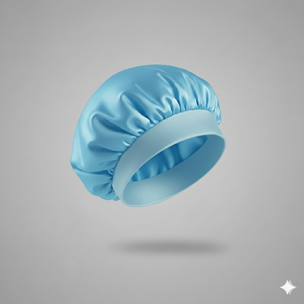 Bonnet en satin avec large bande – Bonnet de nuit en satin pour cheveux bouclés, frisés, crépus et lisses