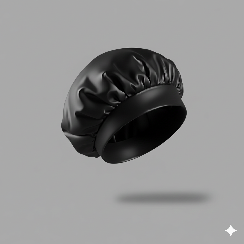 Bonnet en satin avec large bande – Bonnet de nuit en satin pour cheveux bouclés, frisés, crépus et lisses