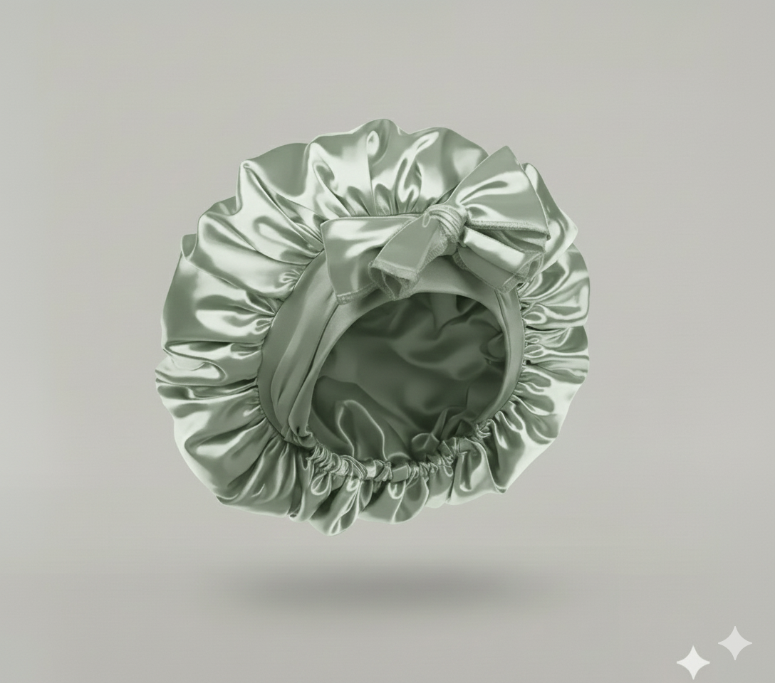 Bonnet en satin avec nœud – Bonnet de nuit en satin pour cheveux bouclés, frisés, crépus et lisses