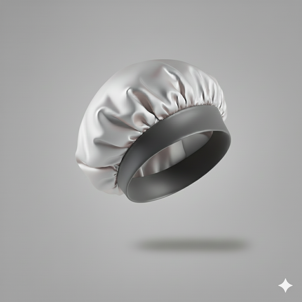 Bonnet en satin avec large bande – Bonnet de nuit en satin pour cheveux bouclés, frisés, crépus et lisses