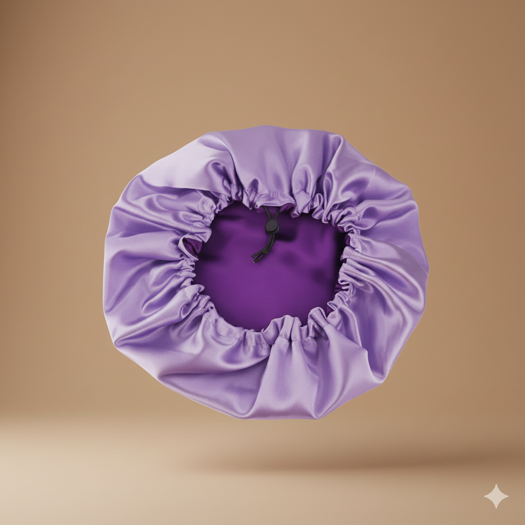 Bonnet en satin double couche – Bonnet de nuit en satin réversible multicolore pour cheveux bouclés, frisés, crépus et lisses