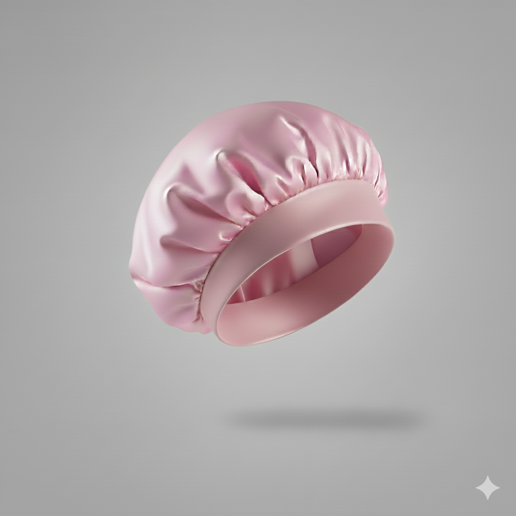 Bonnet en satin avec large bande – Bonnet de nuit en satin pour cheveux bouclés, frisés, crépus et lisses