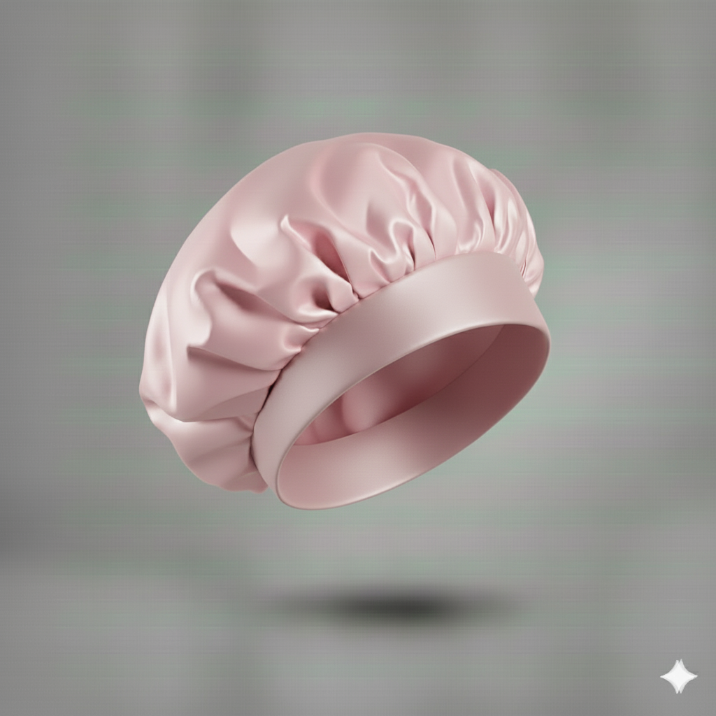 Bonnet en satin avec large bande – Bonnet de nuit en satin pour cheveux bouclés, frisés, crépus et lisses