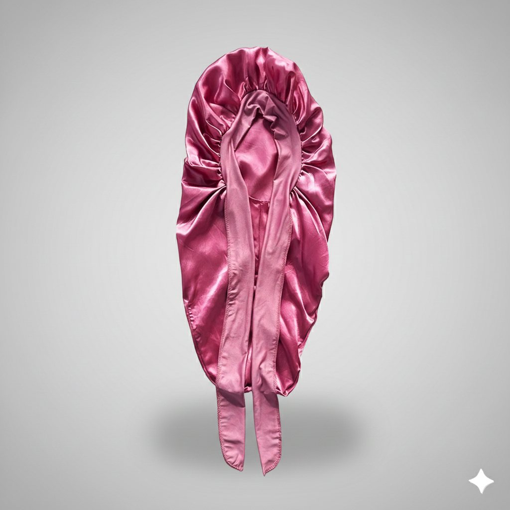 Bonnet en satin long avec nœud – Bonnet de nuit en satin pour cheveux longs, bouclés, frisés et locks