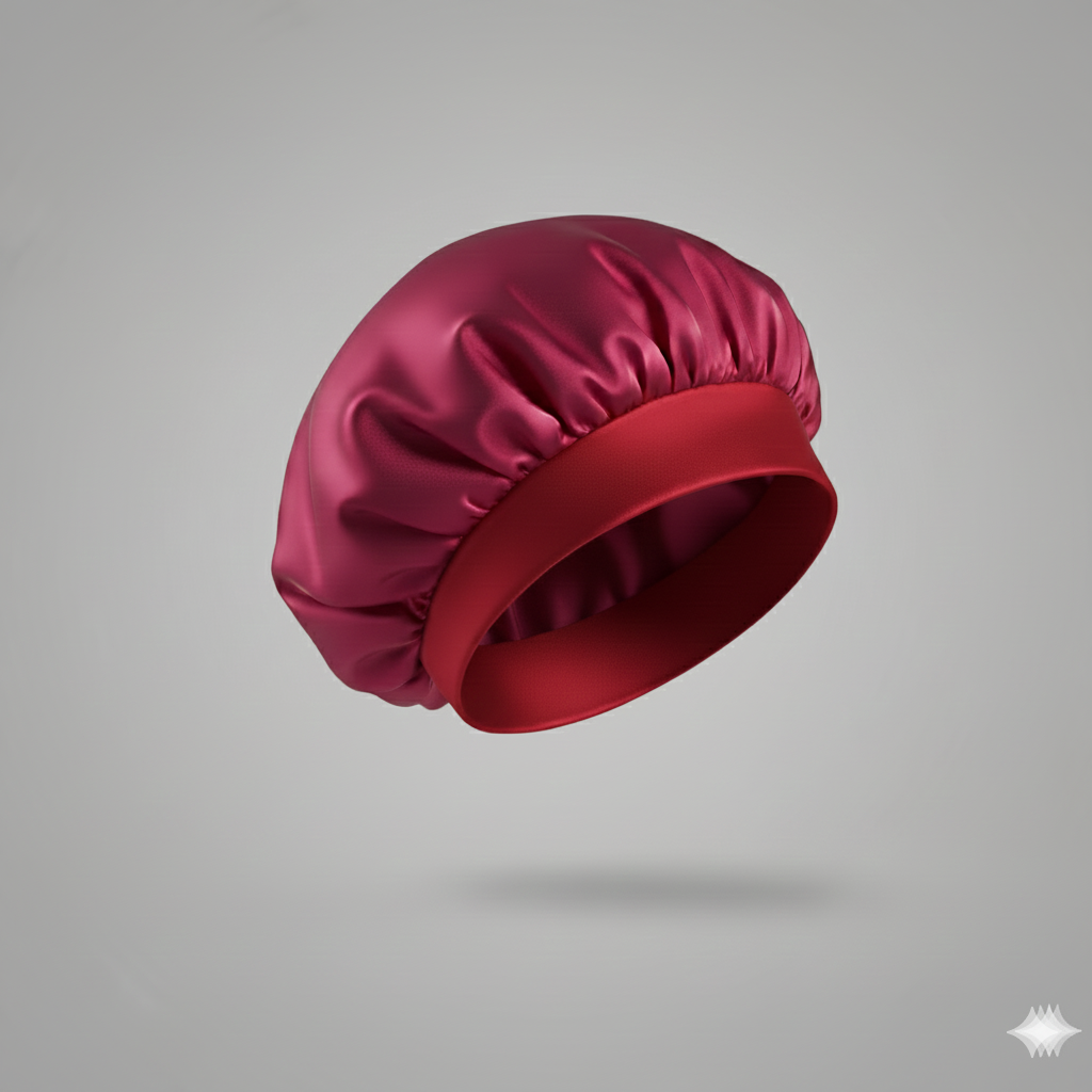 Bonnet en satin avec large bande – Bonnet de nuit en satin pour cheveux bouclés, frisés, crépus et lisses