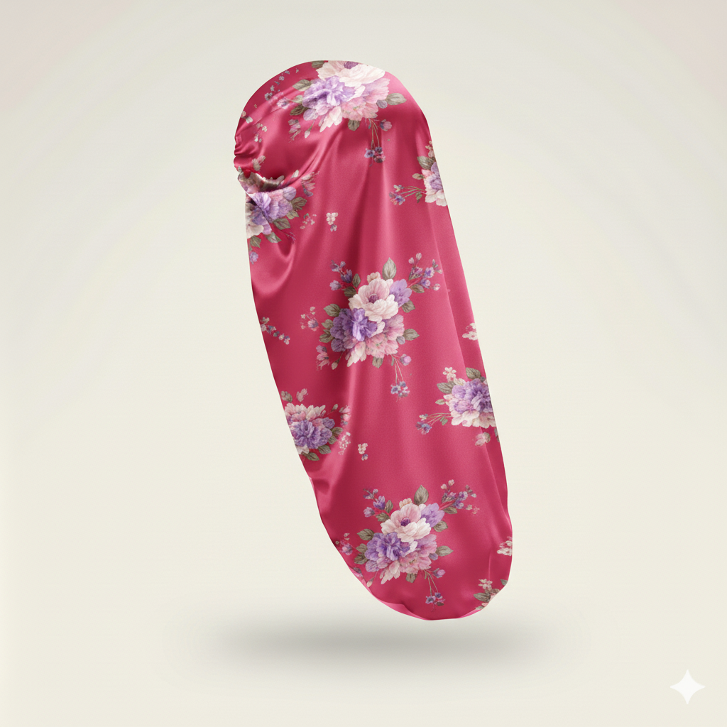 Bonnet en satin double couche – Bonnet de nuit en satin réversible multicolore pour cheveux bouclés, frisés, crépus et lisses