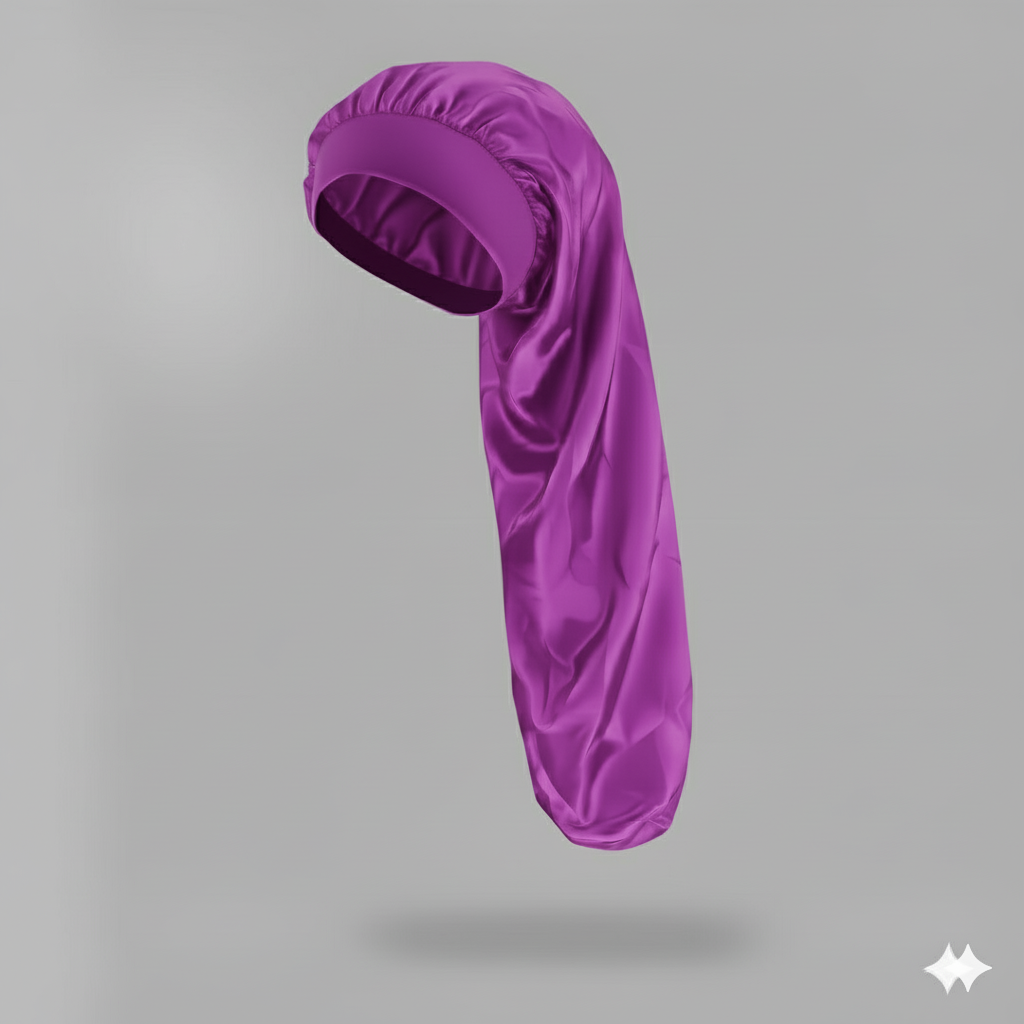 Bonnet en satin long – Bonnet de nuit en satin pour cheveux longs, bouclés, frisés et locks