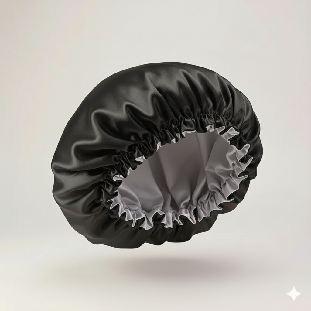 Bonnet en satin double couche – Bonnet de nuit en satin réversible multicolore pour cheveux bouclés, frisés, crépus et lisses