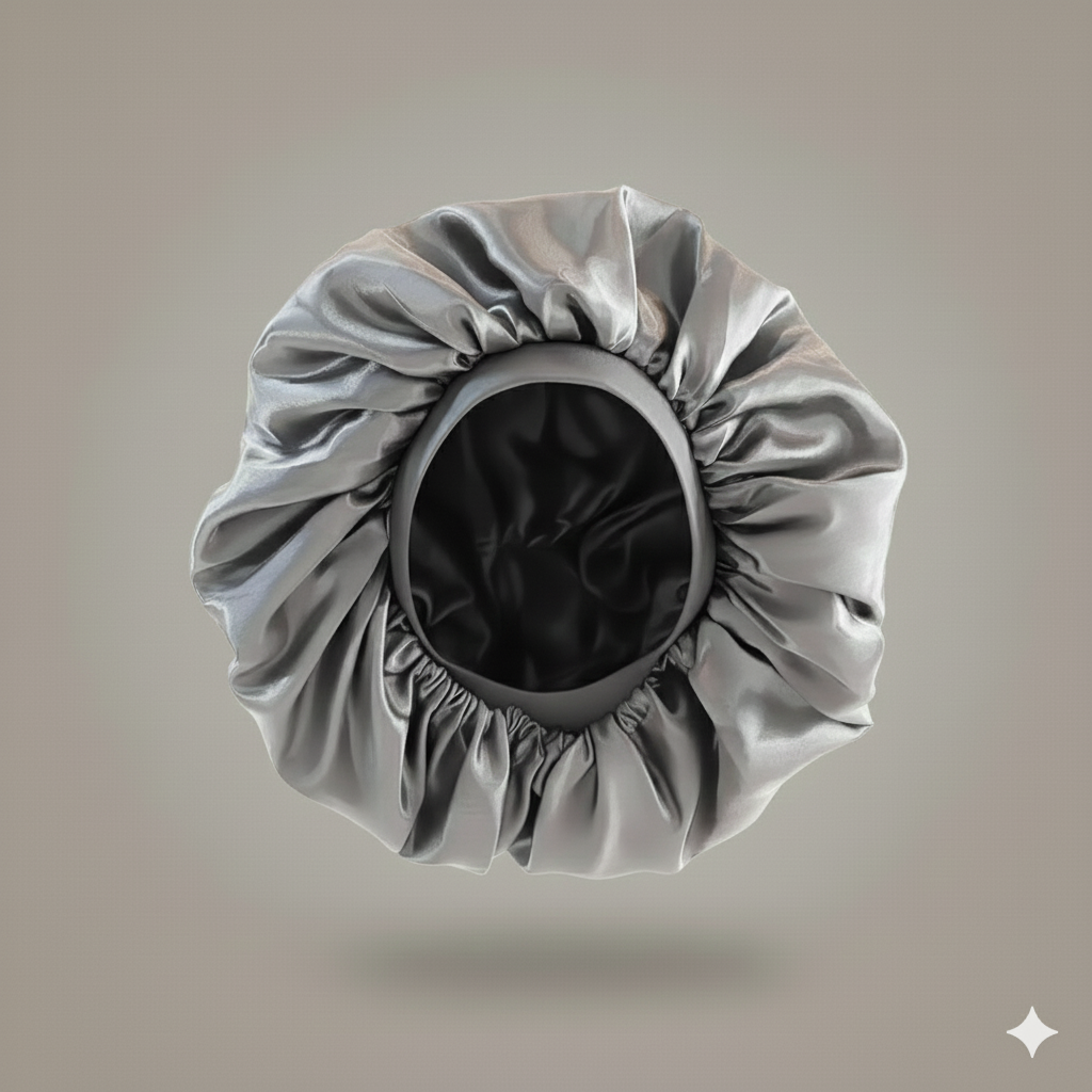 Bonnet en satin double couche – Bonnet de nuit en satin réversible multicolore pour cheveux bouclés, frisés, crépus et lisses