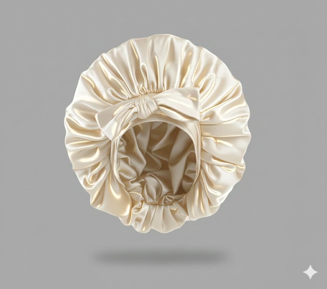 Bonnet en satin avec nœud – Bonnet de nuit en satin pour cheveux bouclés, frisés, crépus et lisses