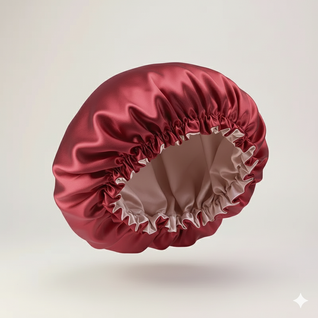 Bonnet en satin double couche – Bonnet de nuit en satin réversible multicolore pour cheveux bouclés, frisés, crépus et lisses