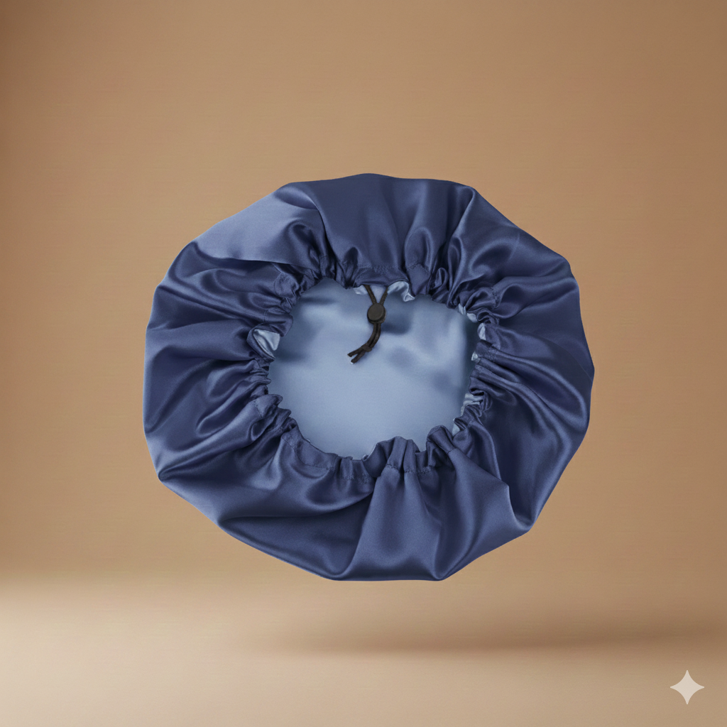 Bonnet en satin double couche – Bonnet de nuit en satin réversible multicolore pour cheveux bouclés, frisés, crépus et lisses