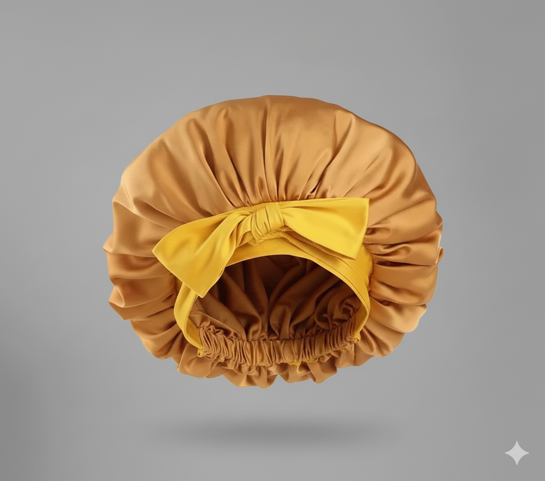 Bonnet en satin avec nœud – Bonnet de nuit en satin pour cheveux bouclés, frisés, crépus et lisses