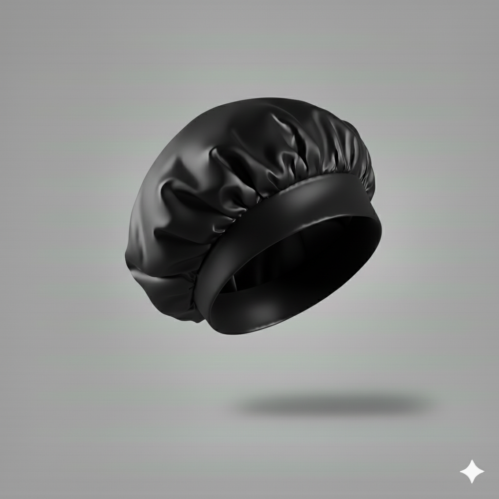 Bonnet en satin avec large bande – Bonnet de nuit en satin pour cheveux bouclés, frisés, crépus et lisses