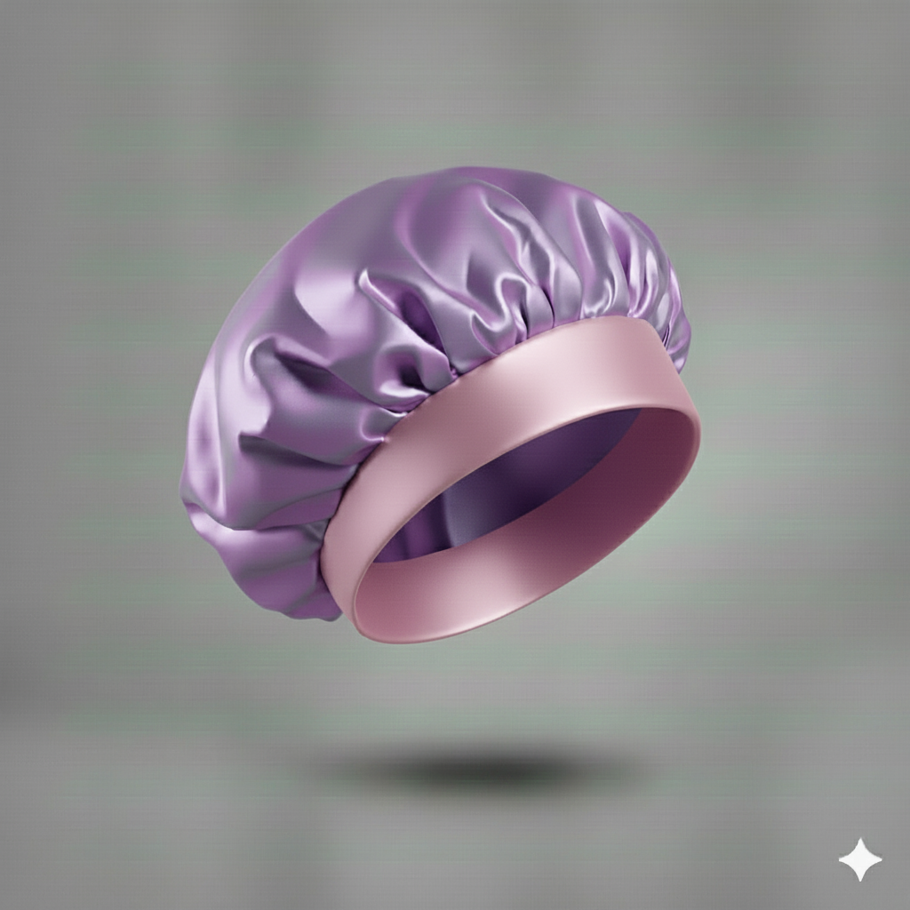 Bonnet en satin avec large bande – Bonnet de nuit en satin pour cheveux bouclés, frisés, crépus et lisses