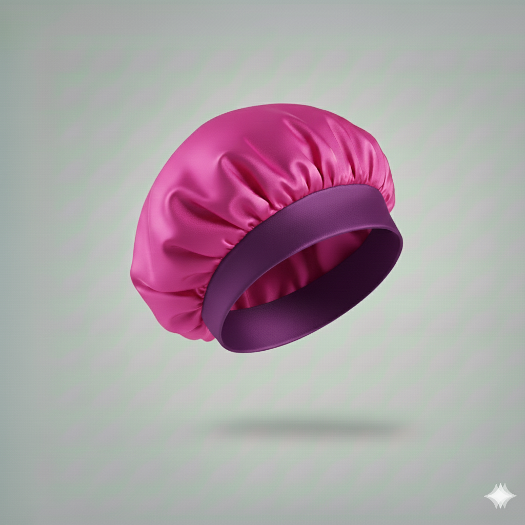 Bonnet en satin avec large bande – Bonnet de nuit en satin pour cheveux bouclés, frisés, crépus et lisses