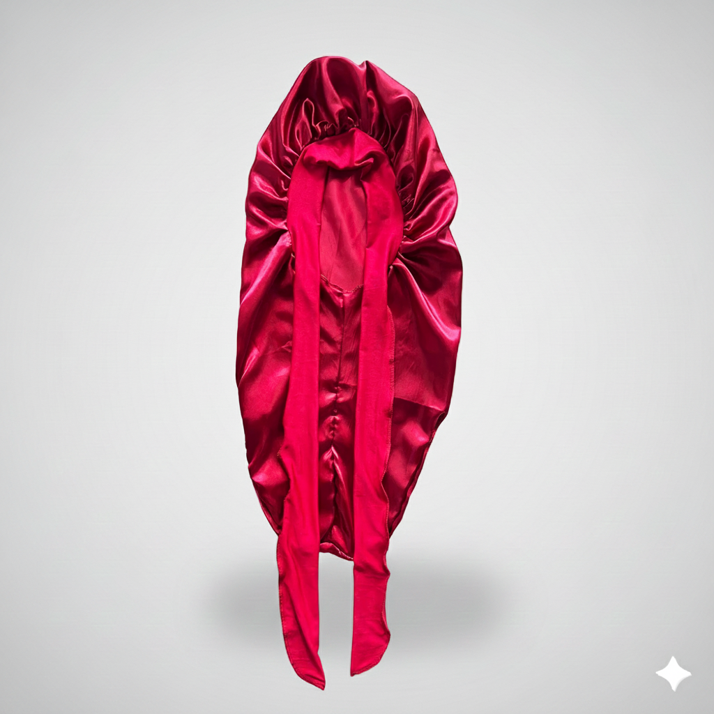Bonnet en satin long avec nœud – Bonnet de nuit en satin pour cheveux longs, bouclés, frisés et locks