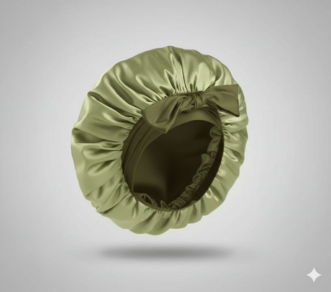Bonnet en satin avec nœud – Bonnet de nuit en satin pour cheveux bouclés, frisés, crépus et lisses