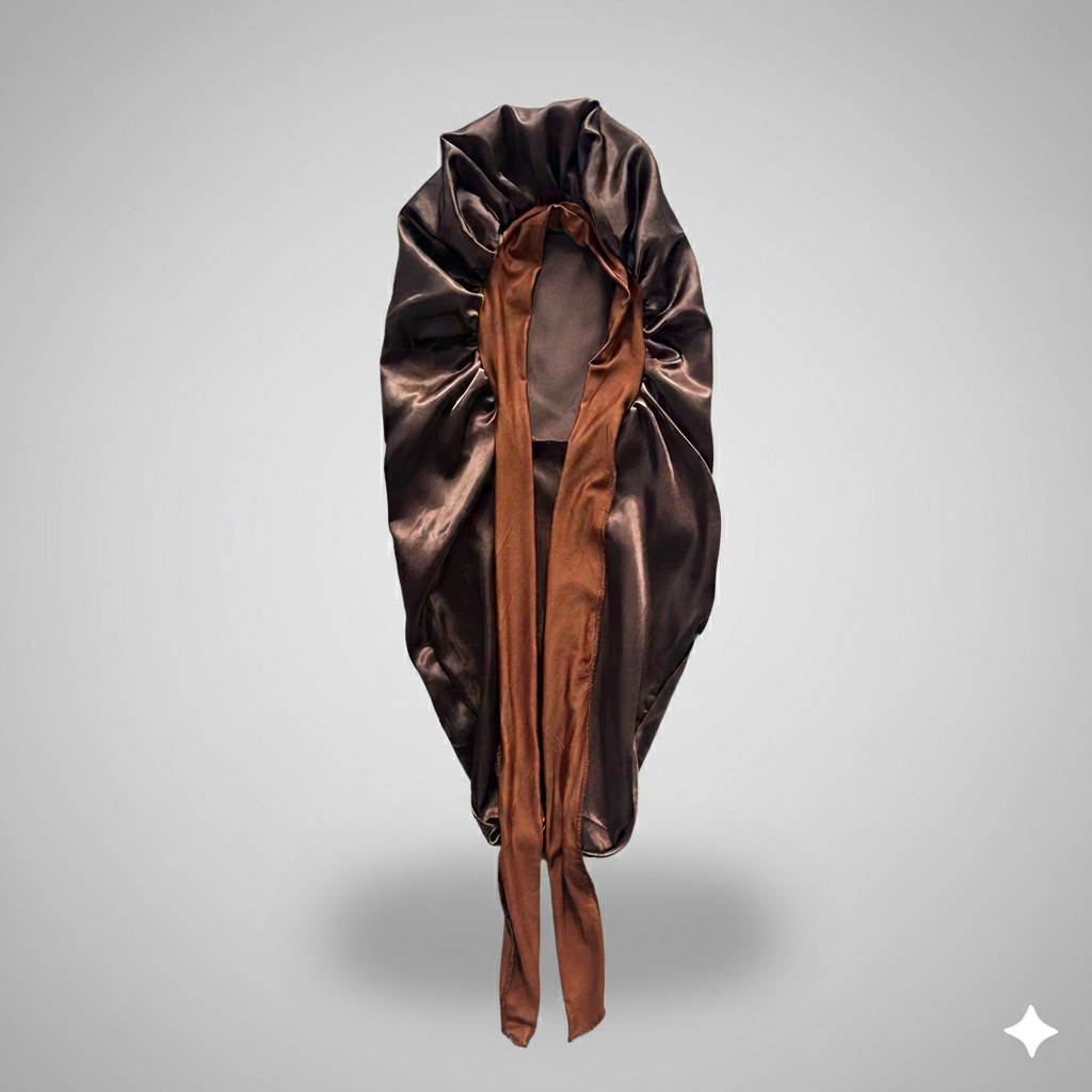 Bonnet en satin long avec nœud – Bonnet de nuit en satin pour cheveux longs, bouclés, frisés et locks
