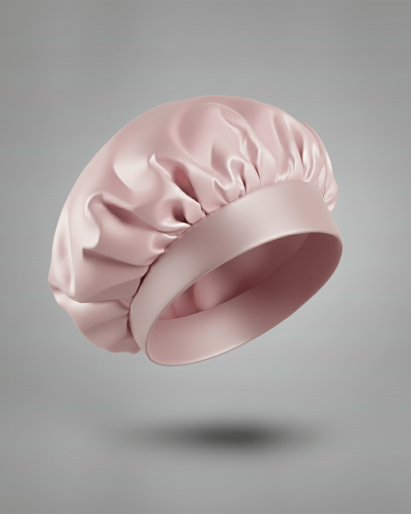 ElegantVase Rose Clair Bonnet en satin large bande – Bonnet de nuit en satin bonnet satin cheveux boucles afro