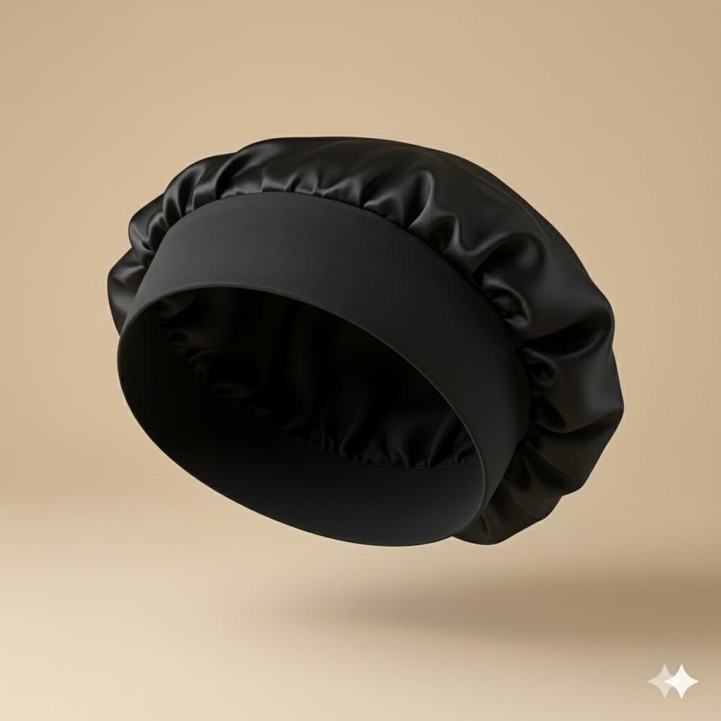 Bonnet en satin double couche – Bonnet de nuit en satin réversible multicolore pour cheveux bouclés, frisés, crépus et lisses