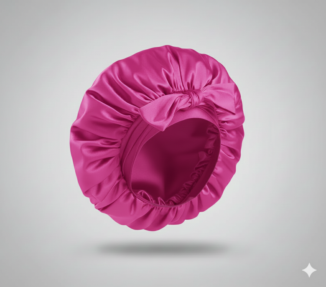 Bonnet en satin avec nœud – Bonnet de nuit en satin pour cheveux bouclés, frisés, crépus et lisses