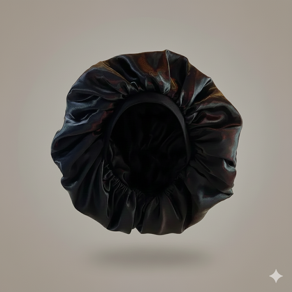 Bonnet en satin double couche – Bonnet de nuit en satin réversible multicolore pour cheveux bouclés, frisés, crépus et lisses