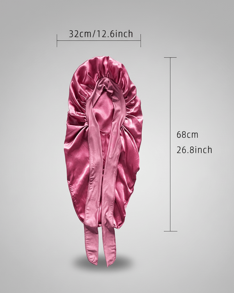 ElegantVase Bonnet en satin long avec nœud – Bonnet de nuit cheveux longs bonnet satin cheveux boucles afro