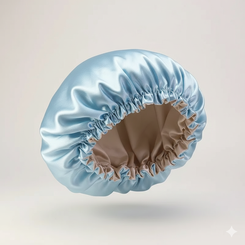 Bonnet en satin double couche – Bonnet de nuit en satin réversible multicolore pour cheveux bouclés, frisés, crépus et lisses