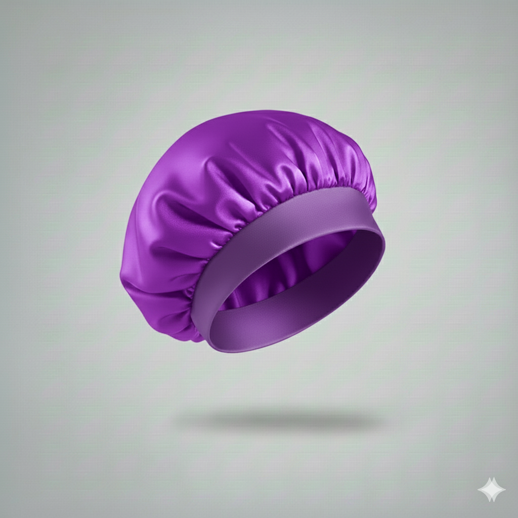 Bonnet en satin avec large bande – Bonnet de nuit en satin pour cheveux bouclés, frisés, crépus et lisses