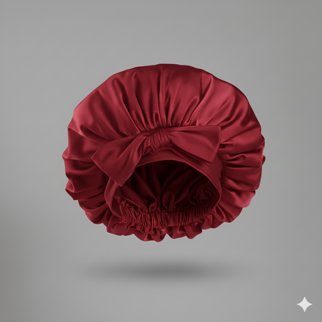 Bonnet en satin avec nœud – Bonnet de nuit en satin pour cheveux bouclés, frisés, crépus et lisses