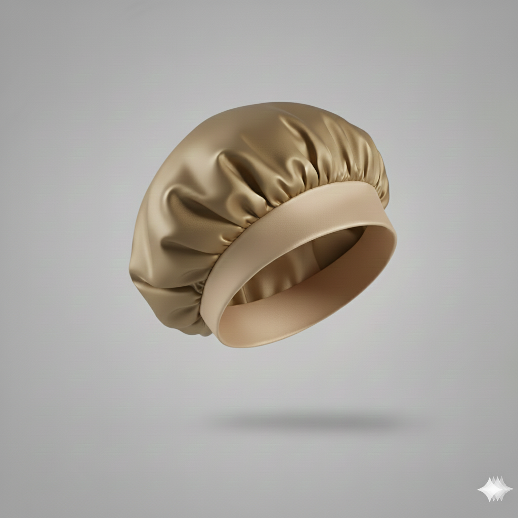 Bonnet en satin avec large bande – Bonnet de nuit en satin pour cheveux bouclés, frisés, crépus et lisses