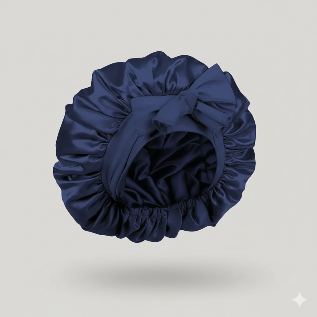Bonnet en satin avec nœud – Bonnet de nuit en satin pour cheveux bouclés, frisés, crépus et lisses