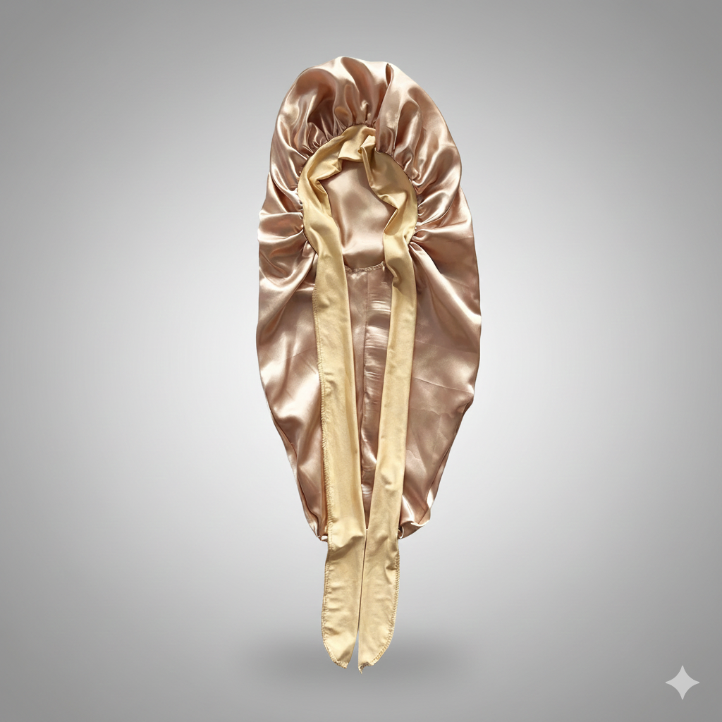 Bonnet en satin long avec nœud – Bonnet de nuit en satin pour cheveux longs, bouclés, frisés et locks