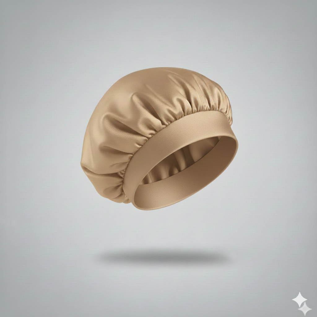 Bonnet en satin avec large bande – Bonnet de nuit en satin pour cheveux bouclés, frisés, crépus et lisses