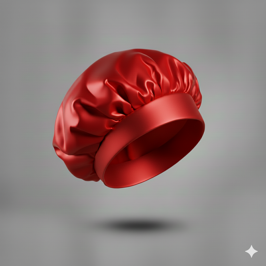 Bonnet en satin avec large bande – Bonnet de nuit en satin pour cheveux bouclés, frisés, crépus et lisses