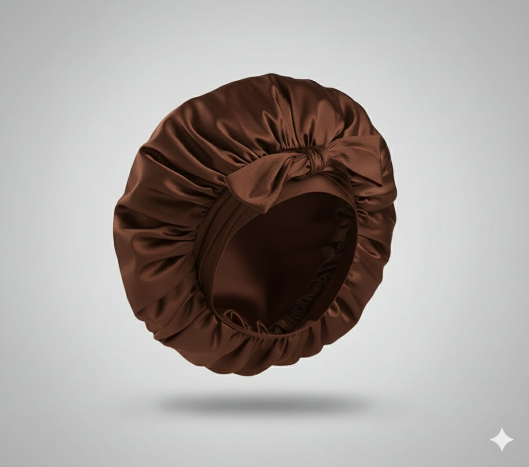 Bonnet en satin avec nœud – Bonnet de nuit en satin pour cheveux bouclés, frisés, crépus et lisses