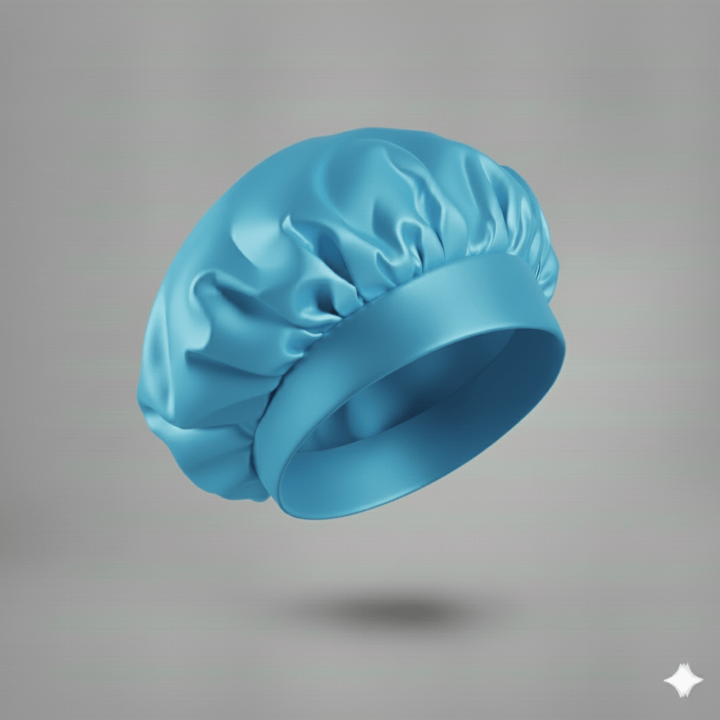 ElegantVase Bleu Vif Bonnet en satin large bande – Bonnet de nuit en satin bonnet satin cheveux boucles afro