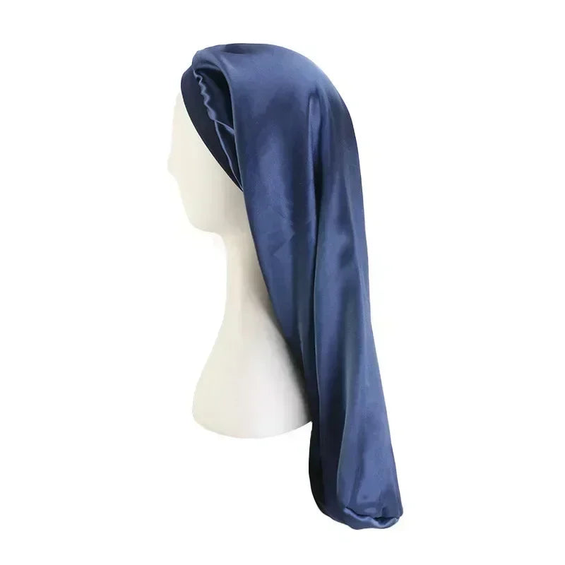 Bonnet en satin double couche – Bonnet de nuit en satin réversible multicolore pour cheveux bouclés, frisés, crépus et lisses