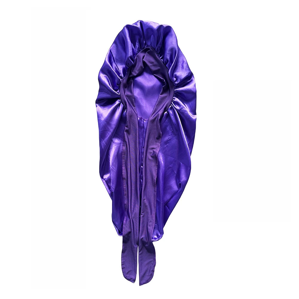 Bonnet en satin long avec nœud – Bonnet de nuit en satin pour cheveux longs, bouclés, frisés et locks