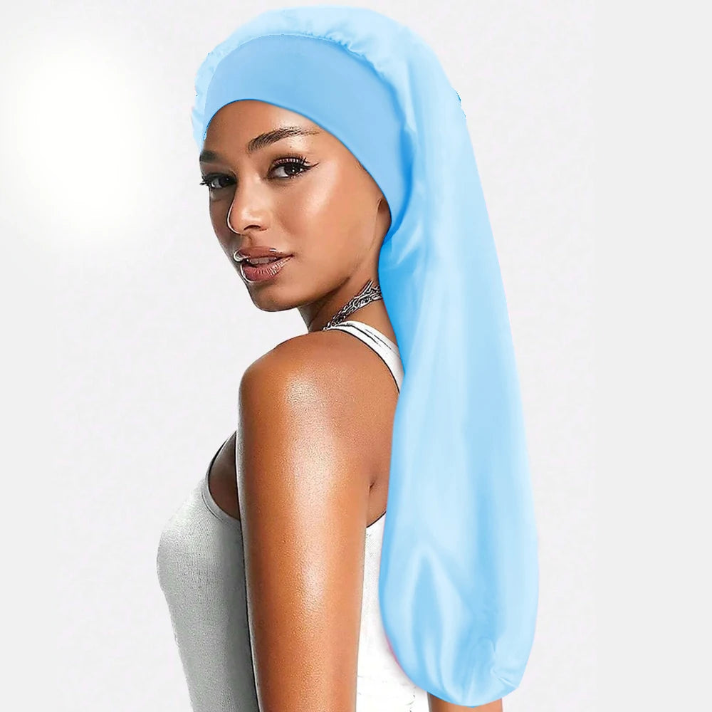 Bonnet en satin long – Bonnet de nuit en satin pour cheveux longs, bouclés, frisés et locks