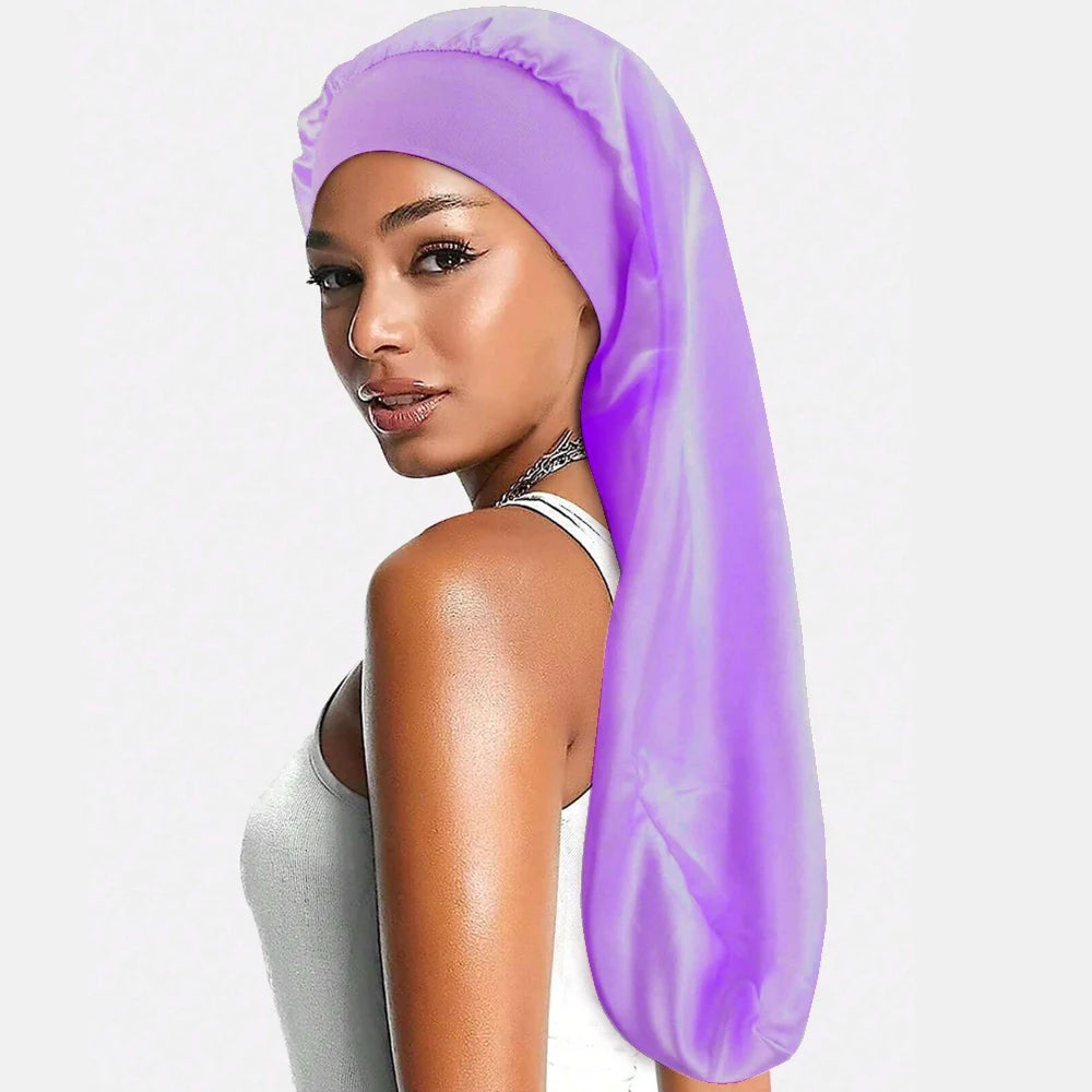 Bonnet en satin long – Bonnet de nuit en satin pour cheveux longs, bouclés, frisés et locks