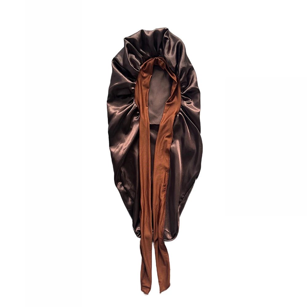 Bonnet en satin long avec nœud – Bonnet de nuit en satin pour cheveux longs, bouclés, frisés et locks