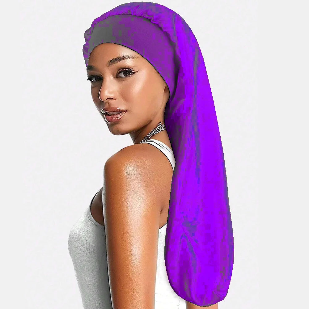 Bonnet en satin long – Bonnet de nuit en satin pour cheveux longs, bouclés, frisés et locks